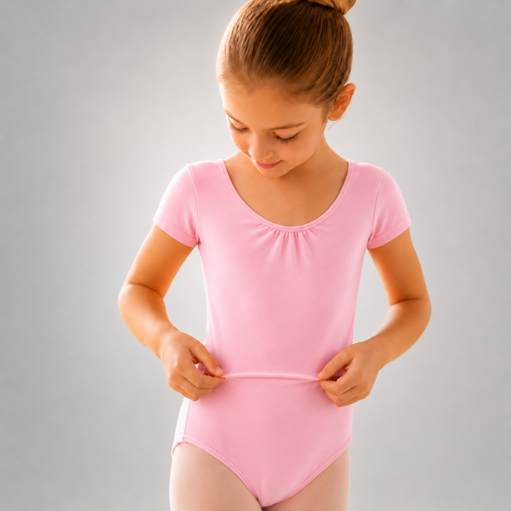 Collant Ballet Infantil Manga Curta | Suplex Macio | Balé Bailarina Menina Dança Apresentação