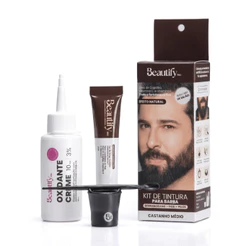 Tintura Para Barba E Bigode Castanho Médio Beautify Pro Cobre Fios Brancos Sem Amônia 10g