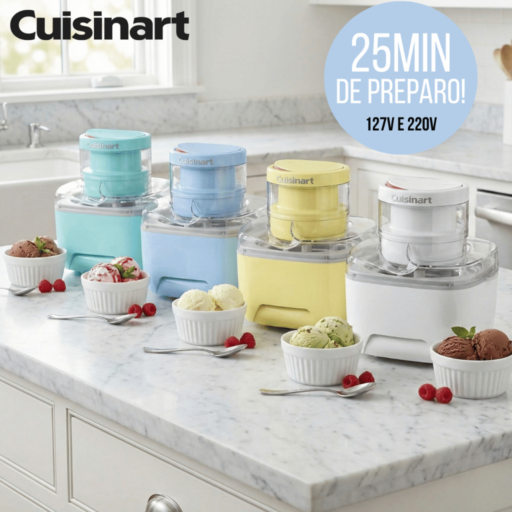 Máquina De Sorvete Cuisinart Wonder Sorveteira Caseira Fazer Sorvete Sorbet Cremoso Saudável