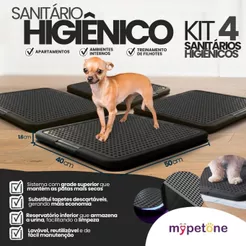 4 Tapete Sanitário Higiênico Lavável Educa Pet Xixi Cães Mypetone Preto