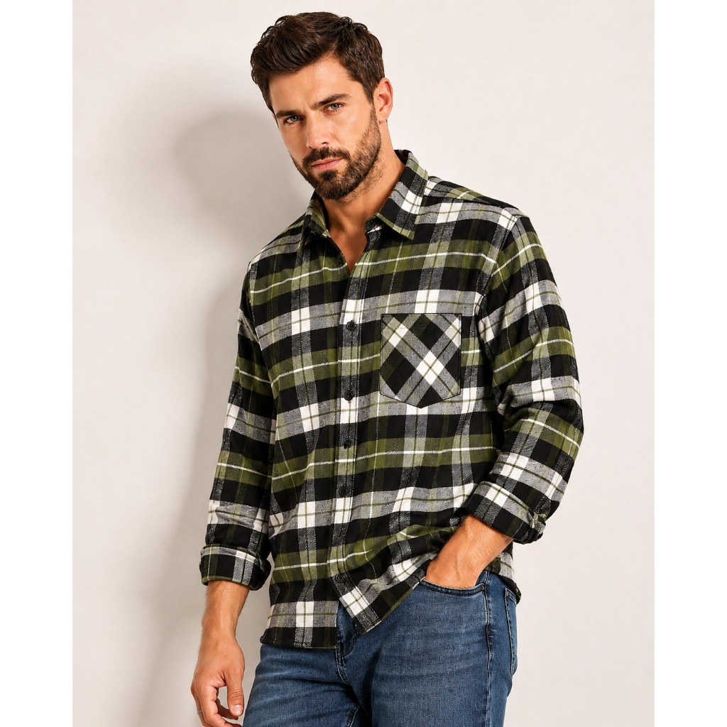 Camisa Xadrez Flanelada Manga Longa Masculino Inverno