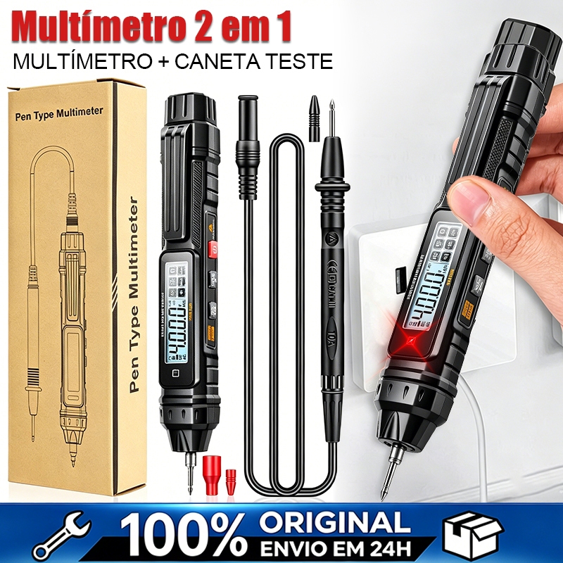 multímetro digital tipo caneta profissional contagem automática testador ac dc ohm medidor portátil para eletricista