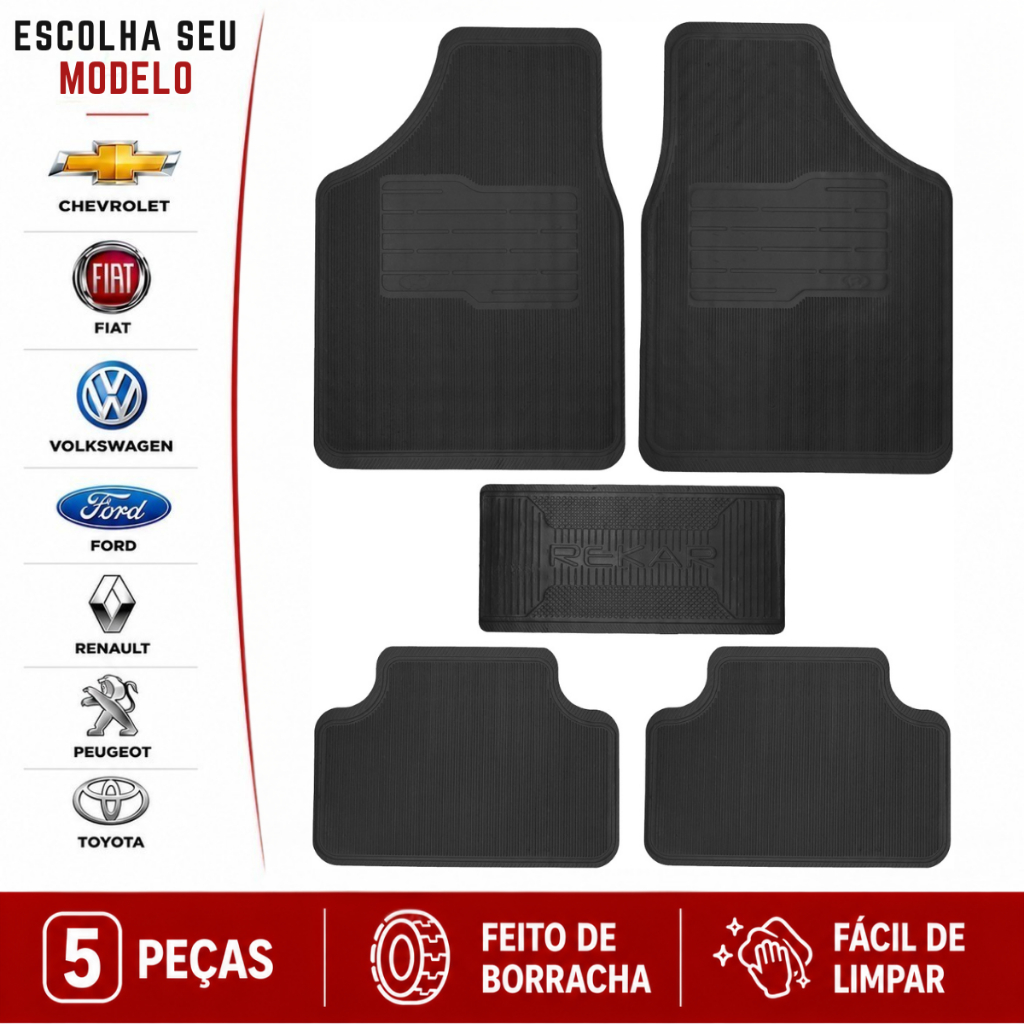 tapete carro automotivo borracha 5 peças