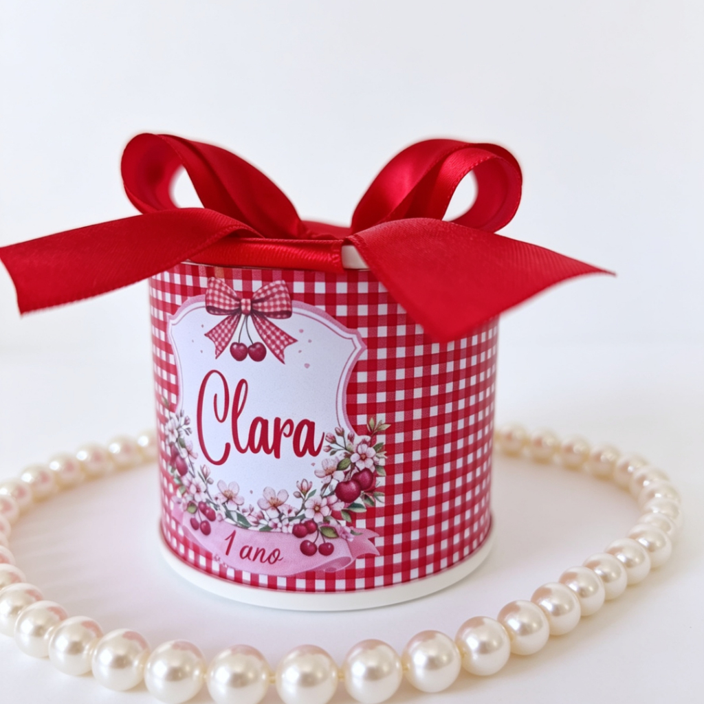 Tubolatas Personalizadas 5x6 CEREJINHA/ Lembrancinha Festa Infantil/ maternidade/ casamento/ batizado