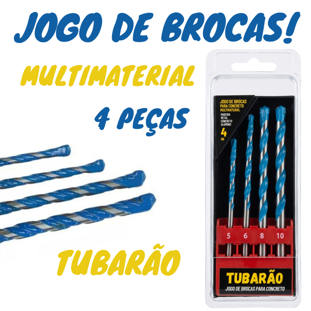 Jogo de Broca Widea Concreto (5/6/8/10mm) 4 Peças - Tubarão