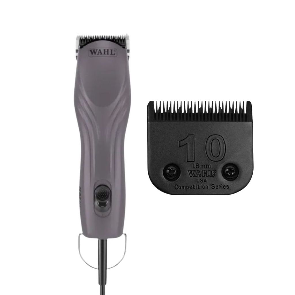 Kit Máquina de Tosa Wahl KM10 Com Fio Cinza + Lâmina 10 Ultimate Competition Para Banho e Tosa
