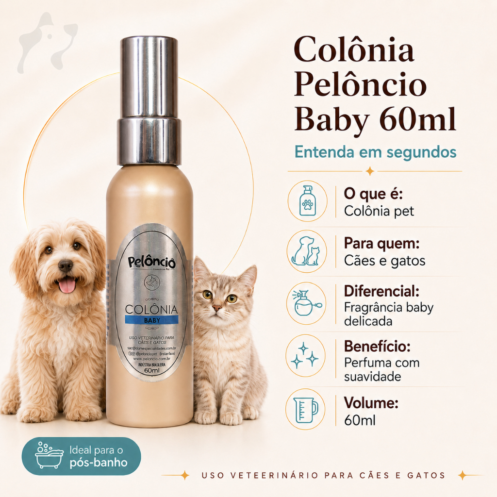 COLÔNIA PET PELONCIO BABY 60ML- Cães e Gatos- Profissionais de Banho e tosa e Pet Shop
