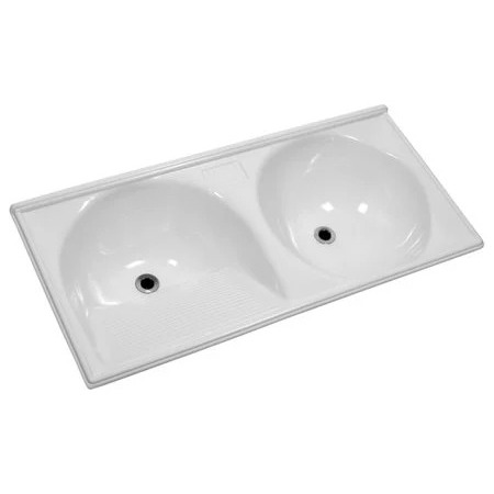 TANQUE PARA LAVANDERIA 2 BOJOS   MARMOFIBRA SINTETICO 1,20 X 0,60  NA COR BRANCA