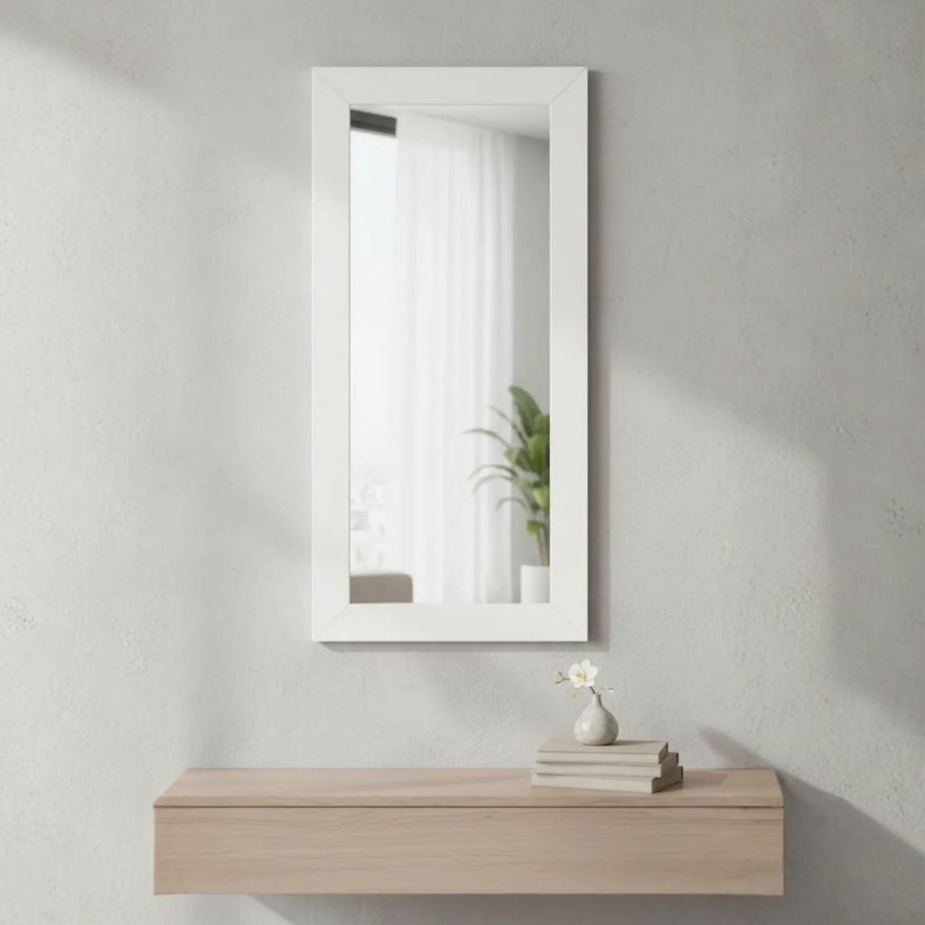 Espelho Com Moldura de Madeira em MDF | Para closet, quarto, banheiro, lavabo. Várias cores 44x94cm.