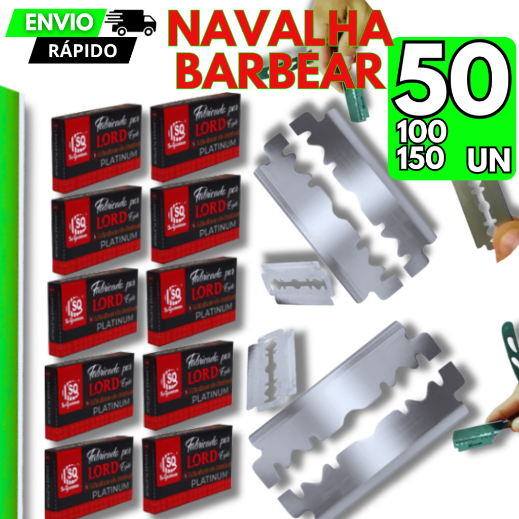150/100/50 Lâmina Para Barbear Navalha LORD PLATINUM Profissional Para Barbeiros Barbearia