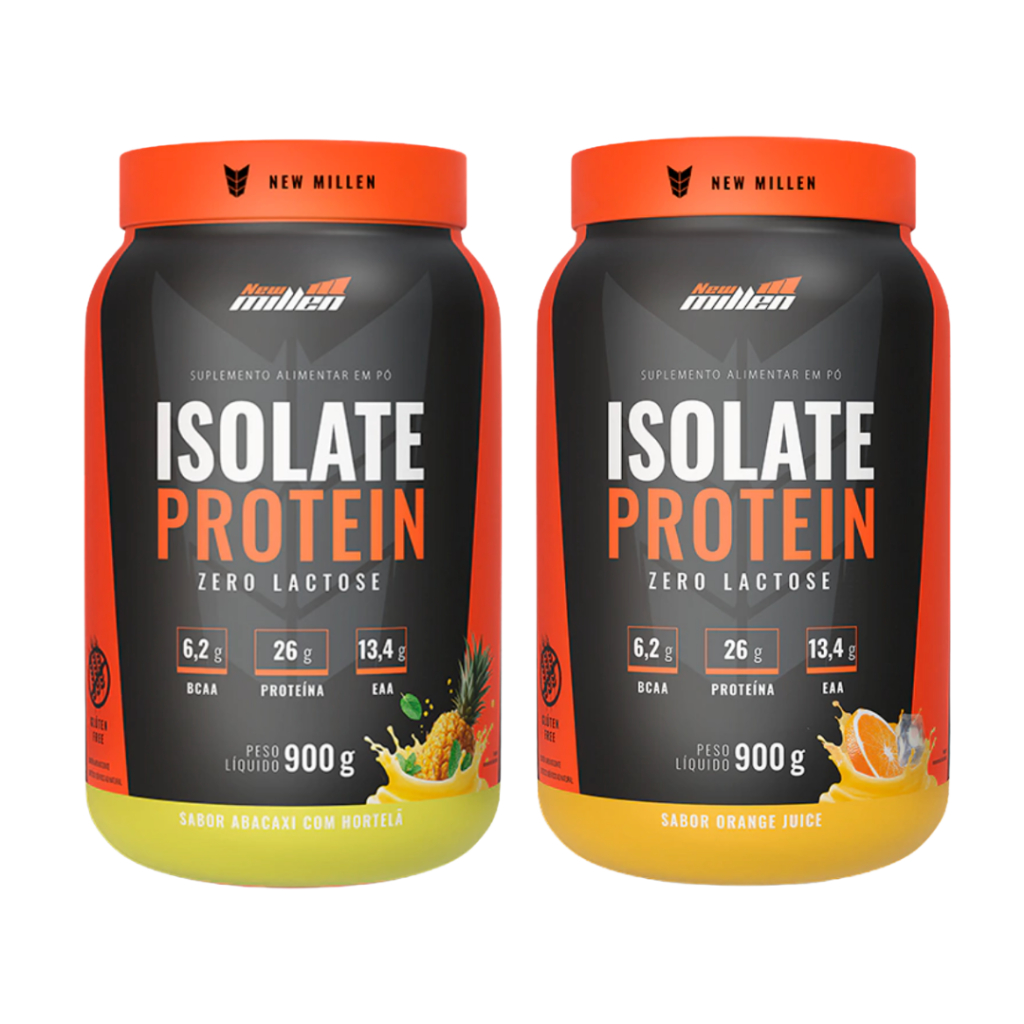 Kit 2 Whey Zero Lactose Proteína Isolada Bovina Isolate Protein Pote 900g - New Millen