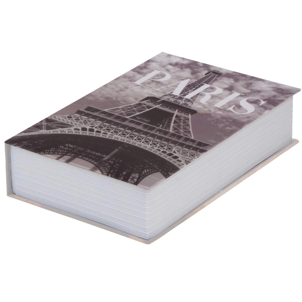 Cofre Camuflado Livro Paris 18cm em Metal com Chave Segurança para Guardar Objetos Uny Home