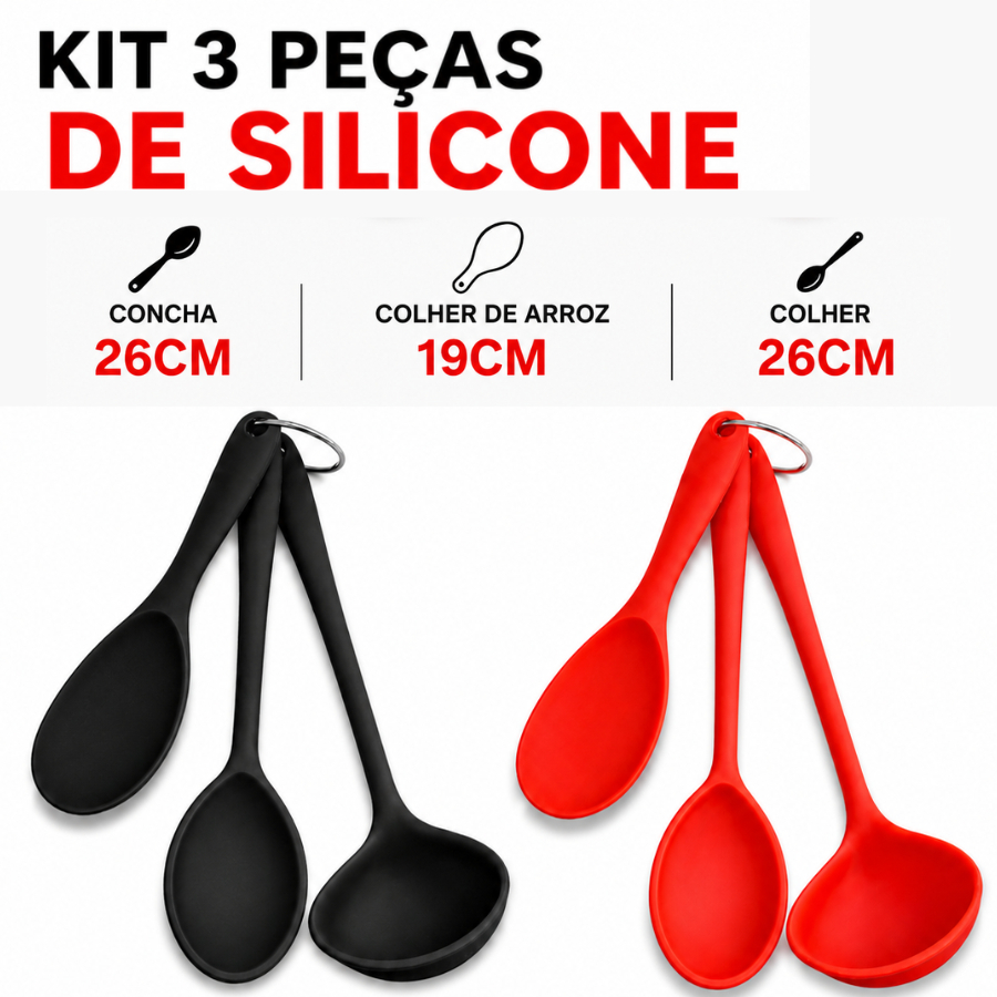 Kit 3 Peças De Silicone Colher De Arroz Para Cozinha Utensilios Concha Colher Resistente