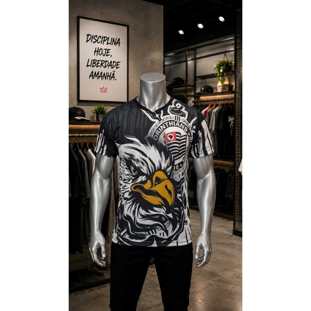 Kit Camiseta e Bermuda Gaviões da Fiel Conjunto Torcida Unissex Casual Futebol