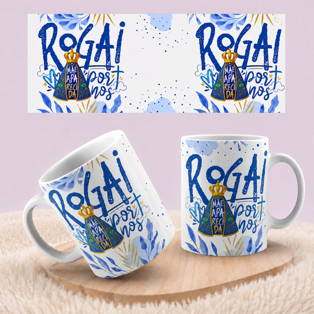 Caneca Personalizada - Nossa Senhora Aparecida - 325ml | Cerâmica Sublimada | Presente Religioso Católico