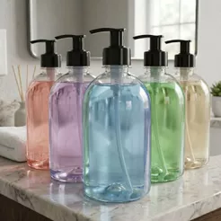 Kit 5 Dispenser Sabonete Liquido Frasco Saboneteira 500ml Válvula Shampoo Condicionador Álcool em Gel Banheiro Lavabo