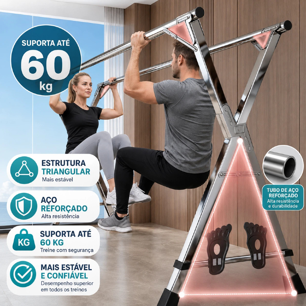Varal Chão Roupa Retrátil Dobrável Aço Inoxidável Rodas 60kg de Reforçado Não Enferruja · foto 2