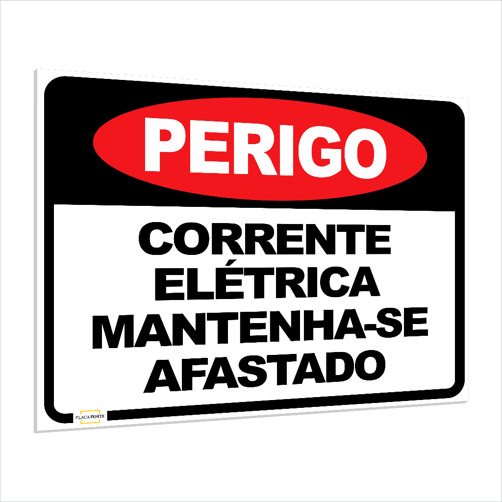 Placa Sinalização Perigo Corrente Cerca Elétrica 40x32cm