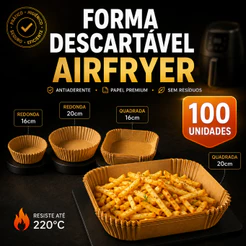 Forma Airfryer Descartável Papel Antiaderente Redonda Quadrada 50 100 200 250 Unidades