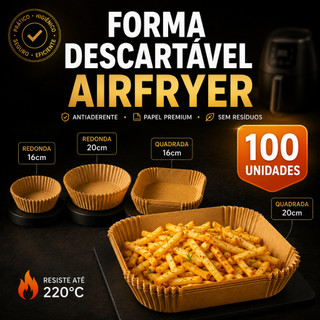 Forma Airfryer Descartável Papel Antiaderente Redonda Quadrada 50 100 200 250 Unidades