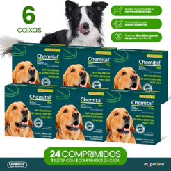Kit 6 Chemital Plus Chemitec Vermífugo para Cães - 4 Comprimidos