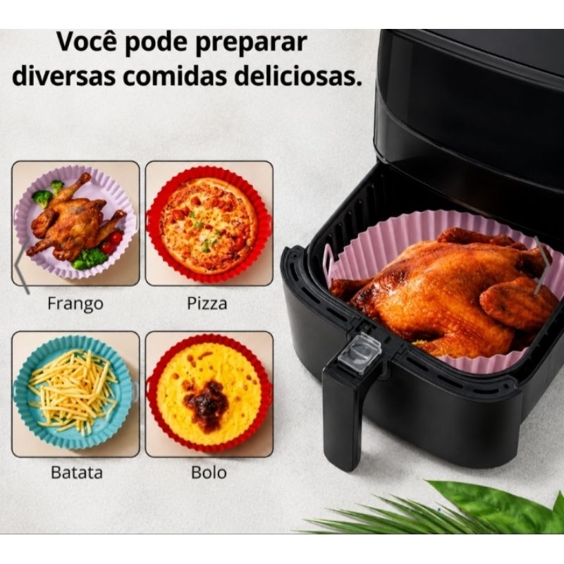 Forma Silicone para Air Fryer Assadeira Cesto Fritadeira Elétrica De 20 cm
