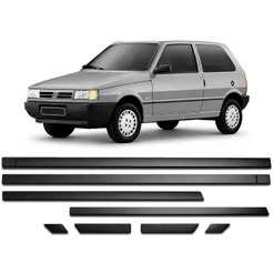 Jogo Friso Lateral Uno 95 a 2004 Quadrado 4 Portas Preto Modelo Fino