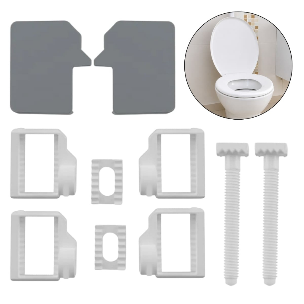 Kit Conjunto Fixação para Assento Sanitário Almofadado Astra Cinza Escuro Parafuso de Reposição Vaso Sanitário