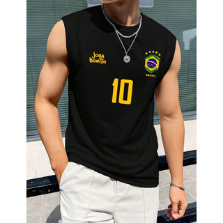 Regata Esportiva Masculina, Camisa Retrô de Futebol do Brasil - Lendário Número 10