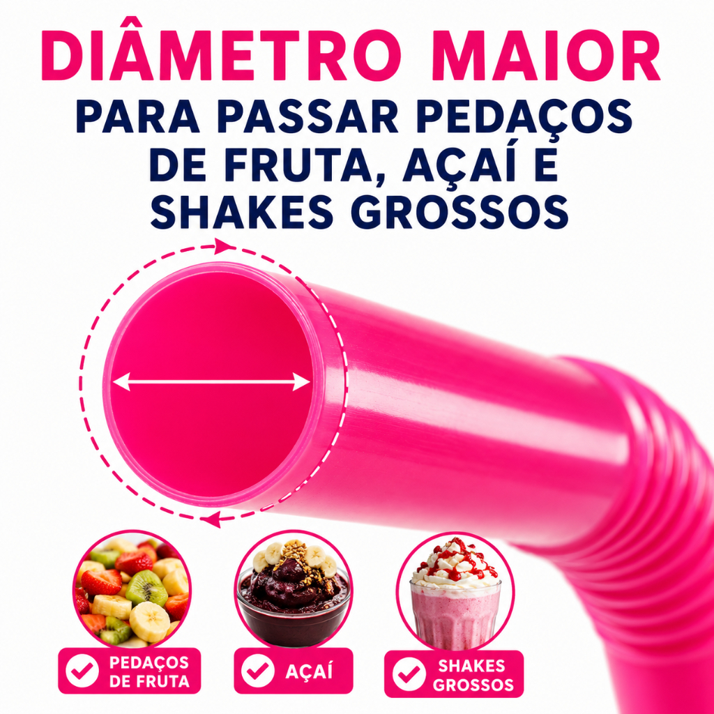 Kit 100 Canudos Flexível Para Shake Strawplast Colorido Plástico Resistente Premium Drink Milk Shake — imagem 2 de 2