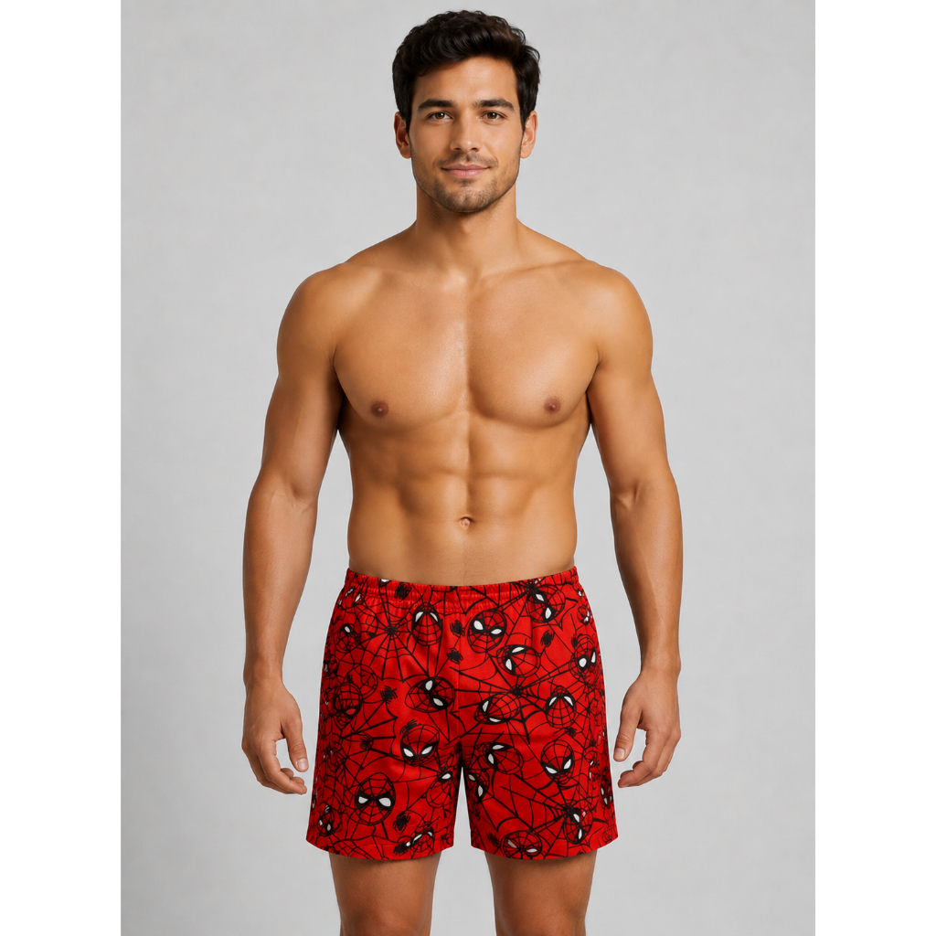 Samba Canção Masculino Adulto Personagem Super Heróis Shorts Dormir Elástico Pijama Verão