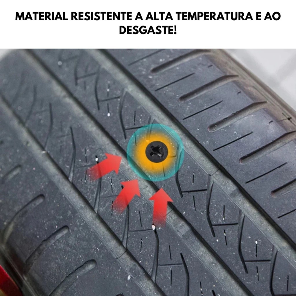 Kit Reparo de Pneus Furados para Carros, Motos e Bicicletas com Parafusos e Macarrão de Polimento