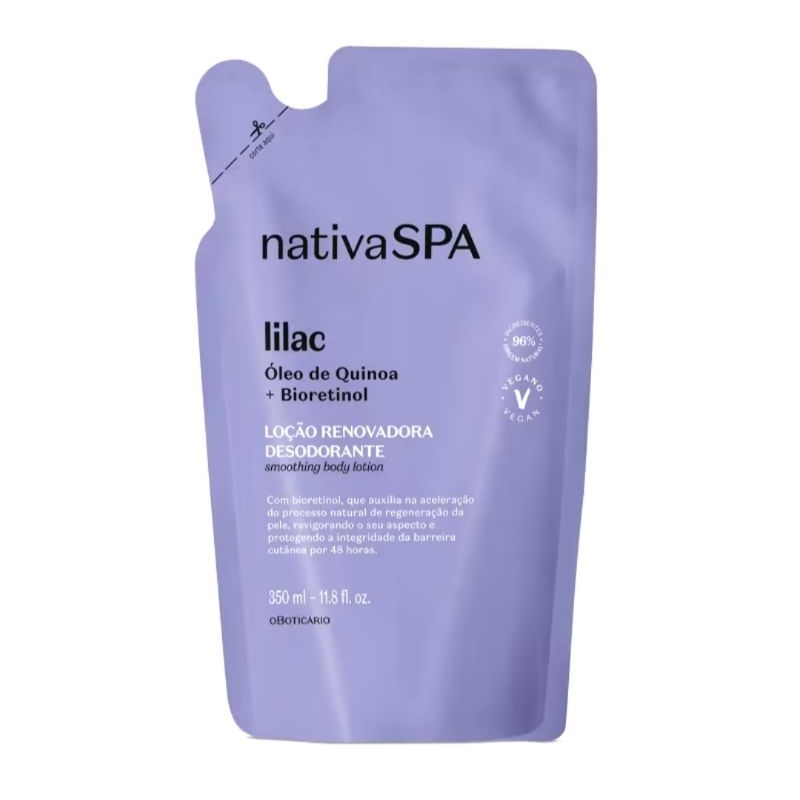 Boticário Refil Loção Renovadora Desodorante Hidratante Corporal Nativa Spa Lilac 350ml