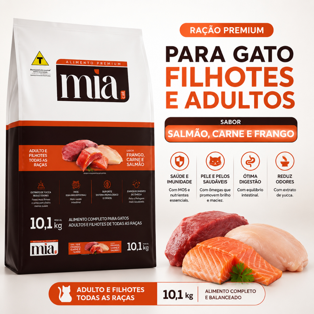 Ração Mia Cat Premium Filhote e Adulto 10kg