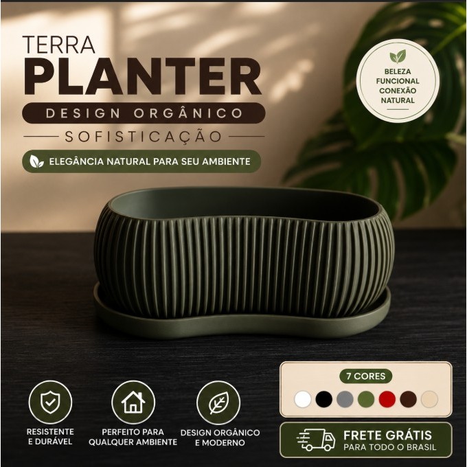 Vaso Cachepô Moderno para Suculentas e Cactos | Decoração Sala Quarto Escritório - TerraPlanter