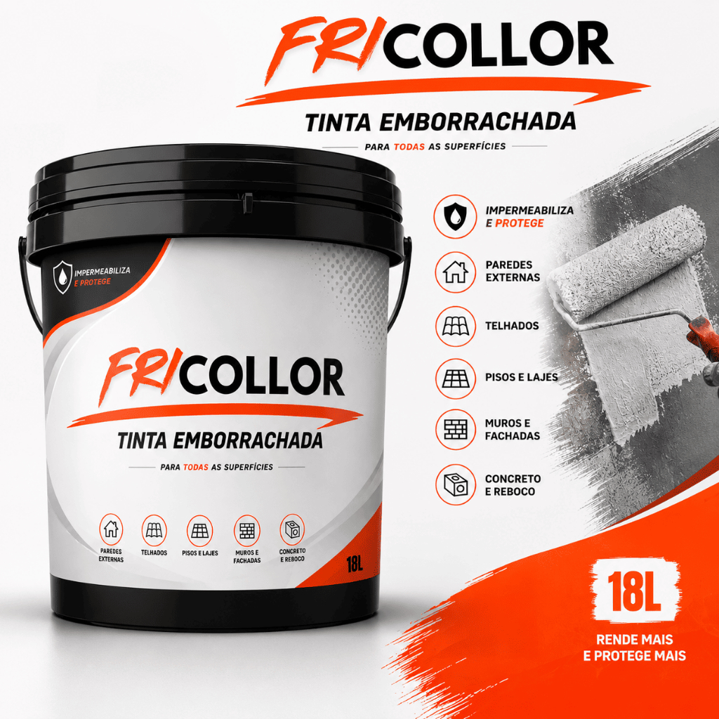 Tinta Emborrachada Fricollor Impermeabilizante Alta Resistência Parede e Telhado 18kg