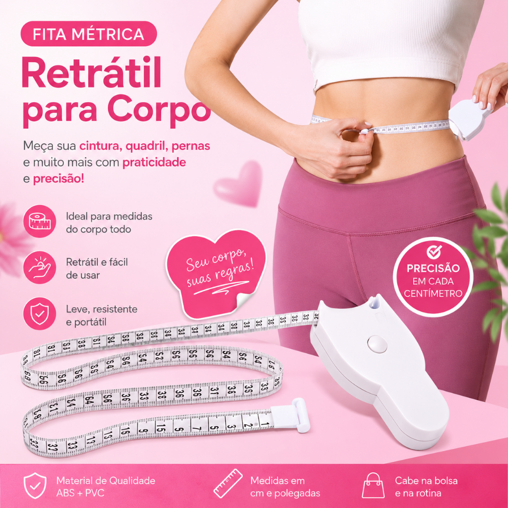 Fita Métrica Corporal: Antropométrica e com Cálculo de IMC, Ótima para Controle de Peso