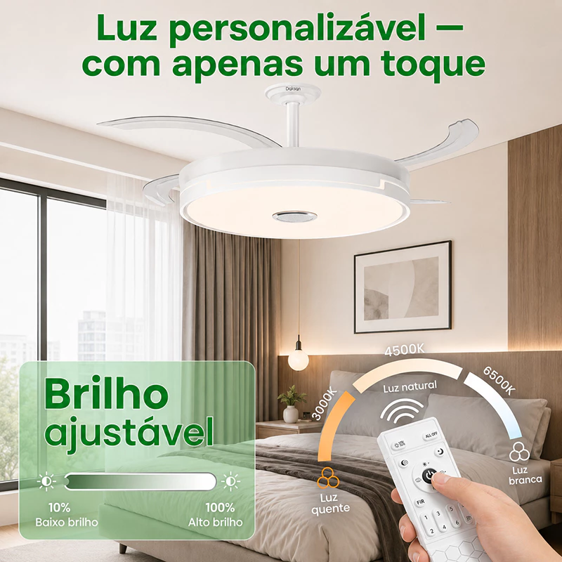 Ventilador de Teto Retrátil 42 Pol Branco Bivolt — foto 6