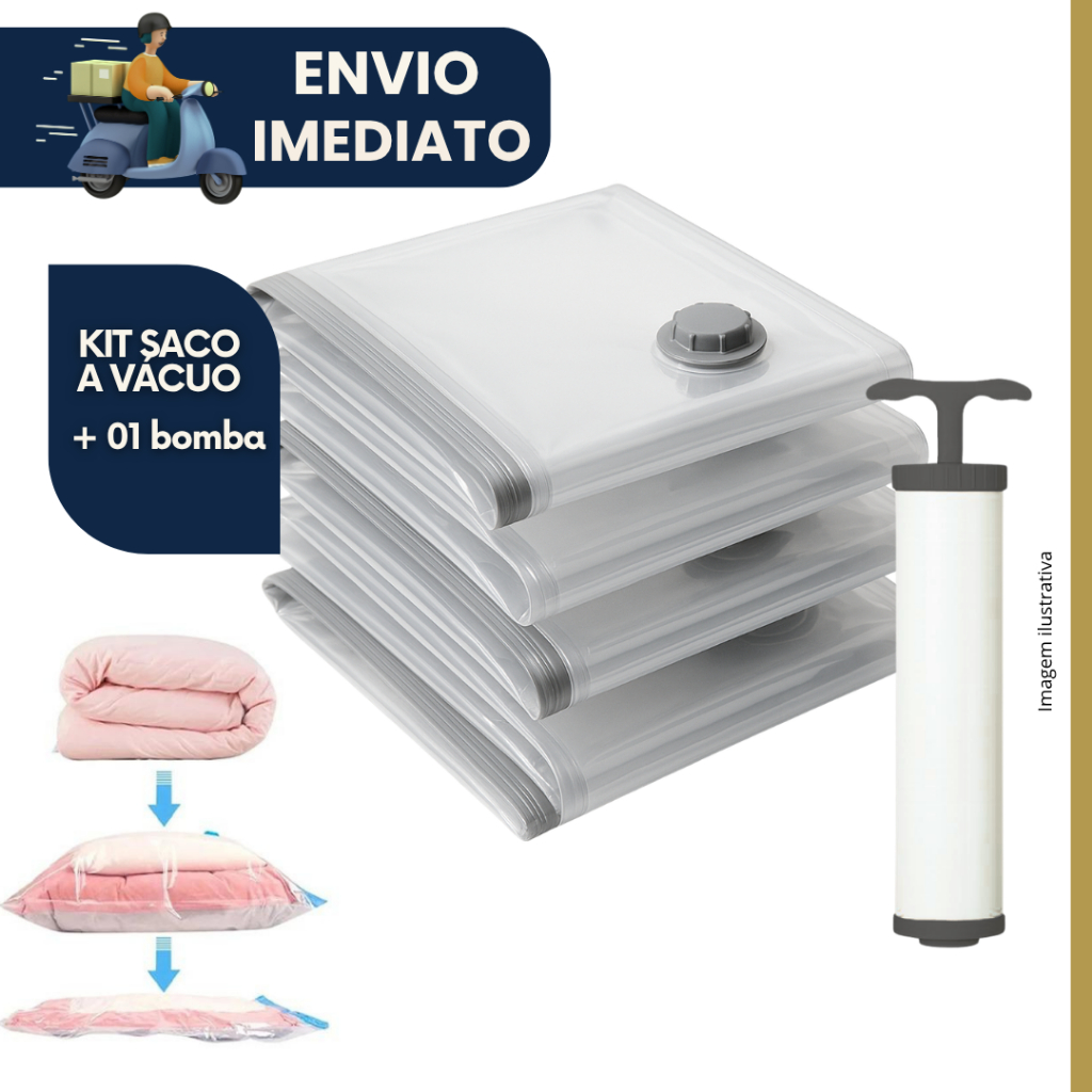 Saco a Vácuo 05/04/03/02 ou 01 pç de Saco a Vacuo Organização de Roupas Mala Viagem Guarda Roupa