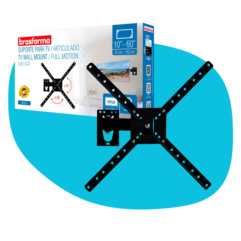 Suporte Para Tv Articulado Brasforma Bra3.0 Preto 10 A 60 Polegadas