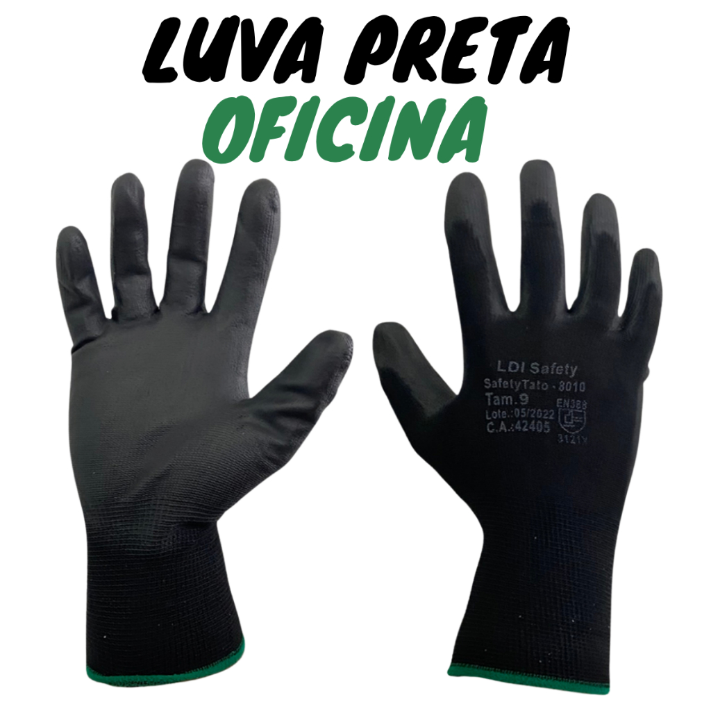 Luva Preta Multitato para Oficina