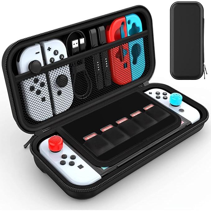 Case Proteção Nintendo Switch Oled Estojo Rígido Compacto com Slots para Cartuchos de Jogos e Viagem Acessório Gamer