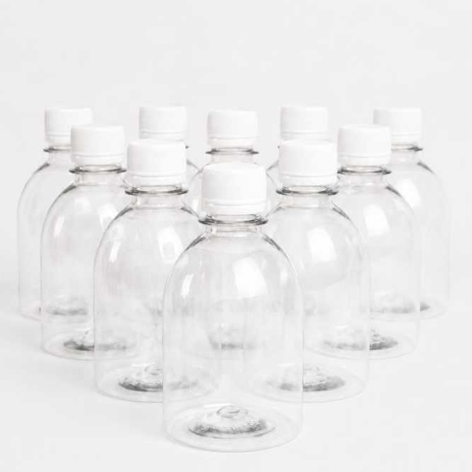 Kit 10 Frascos PET 250ml Transparentes Com Tampa Lacre Branca Multiuso