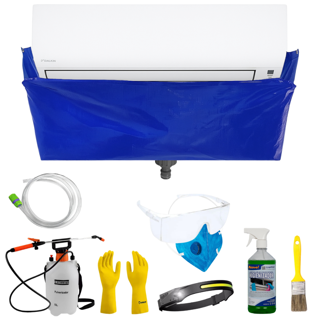 Kit Para Limpeza De Ar Condicionado Split + Saco Coletor  Até 24k + Pulverizador 5L