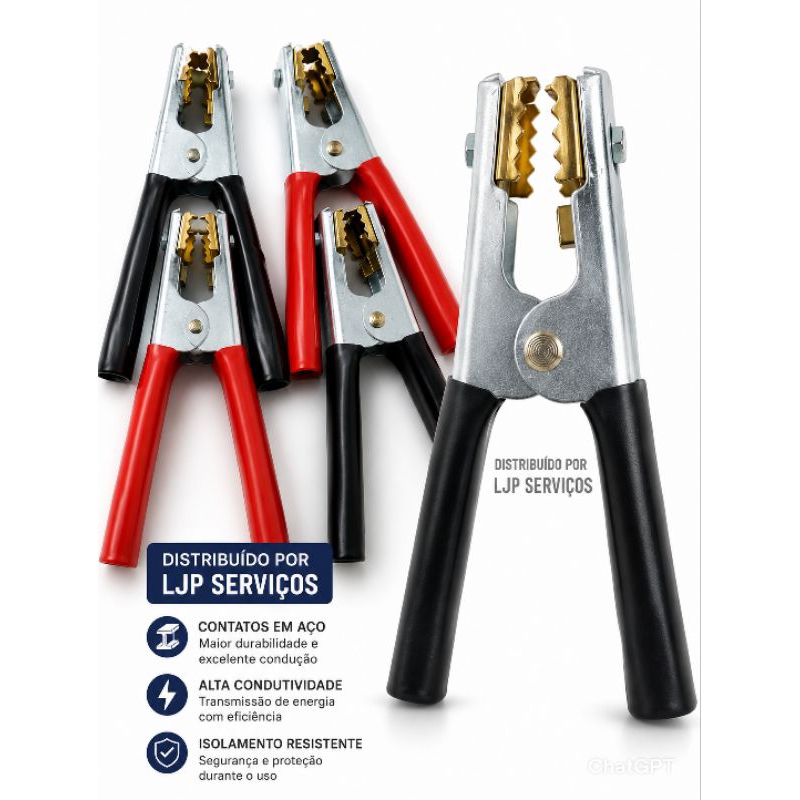 kit 4 garras jacaré reforçadas 300A,800A para cabos de chupeta