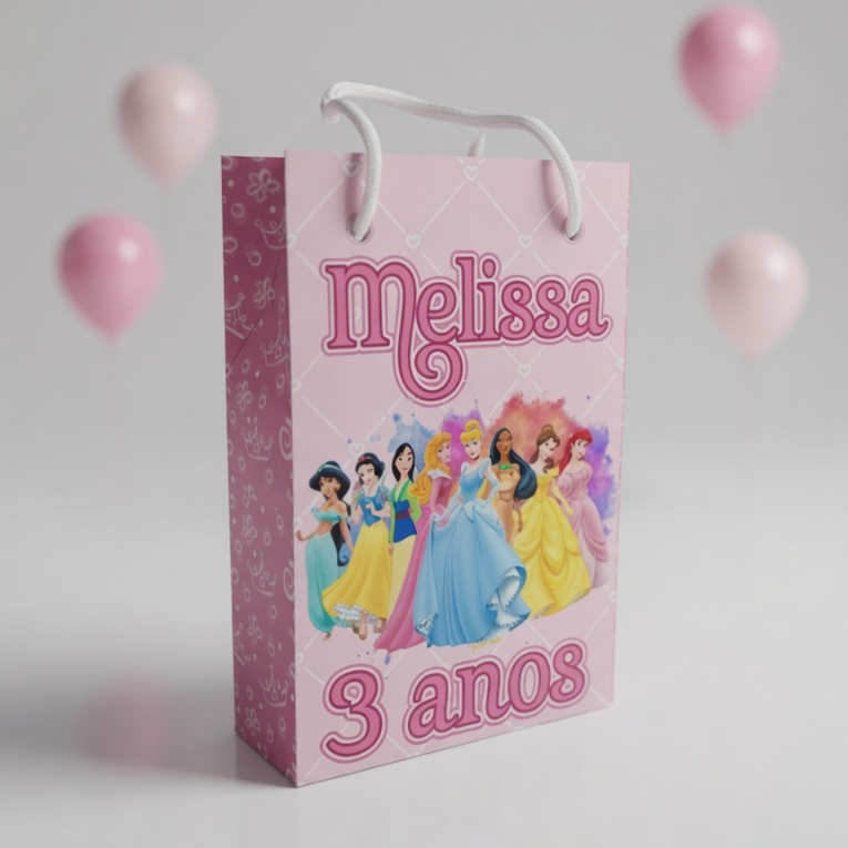 Sacolinha Princesas / Sacola Personalizada / Lembrancinha personalizada / Aniversário
