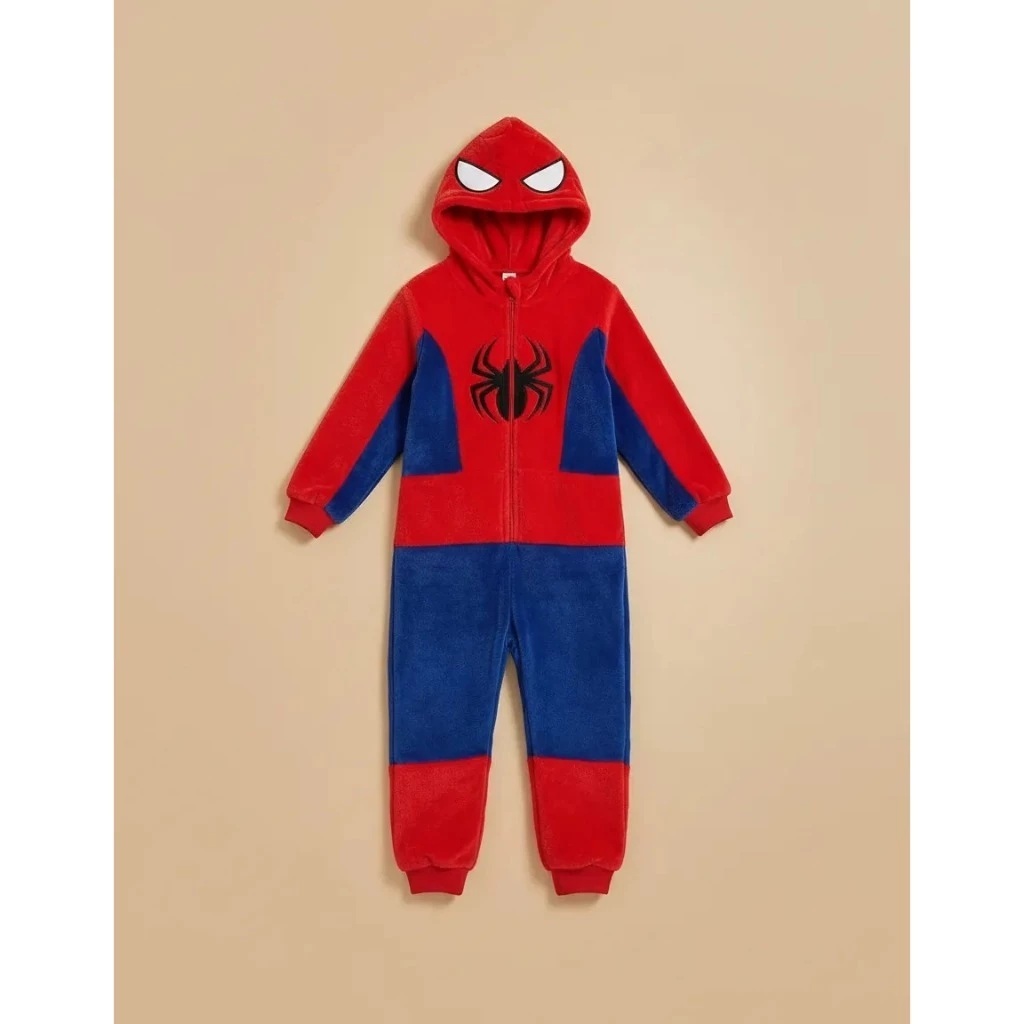 Pijama Homem Aranha Kigurumi Plush Fofinho Adulto Zíper Unissex Inverno Confortável