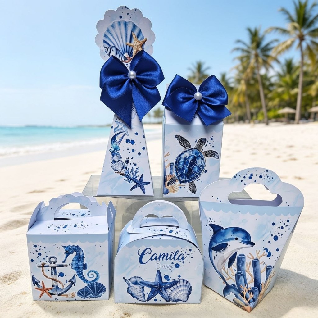 Kit Personalizados OCEANO FUNDO DO MAR PRAIA Pegue e Monte Caixinhas Decoração Festa Adulto Lembrancinhas de Aniversário