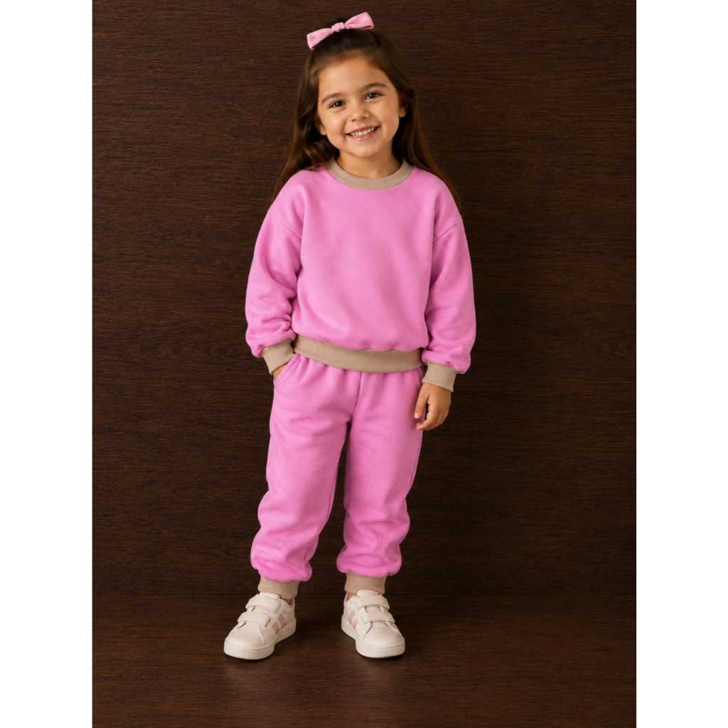 Abrigo de Inverno Estiloso Conjunto Moletom Premium Confortável e Quentinho Roupa de Frio Infantil Menino e Menina