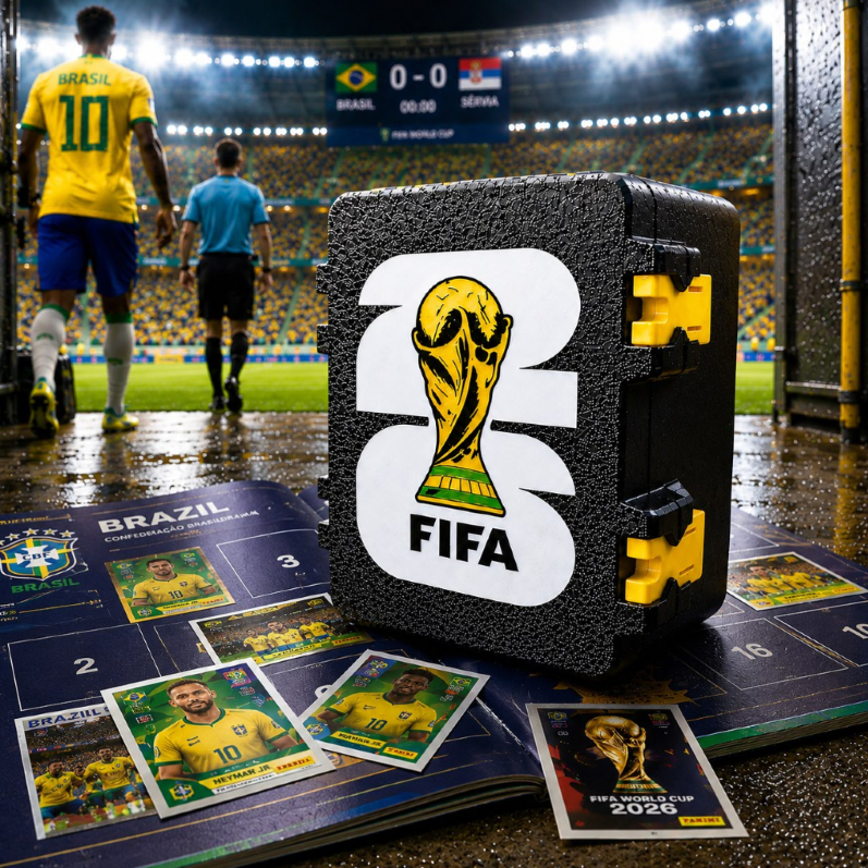Caixa Porta Figurinhas Copa do Mundo 2026 Futebol Organizador Coleção Com Divisória Maleta Premium Case Box